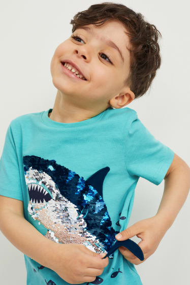 Kinder Jungen - Kurzarmshirt - türkis