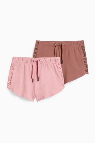 Kinderen - Set van 2 - shorts - bruin