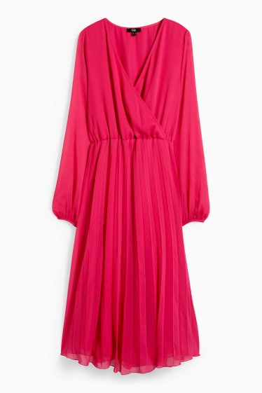 Women - Chiffon dress - pleated - pink