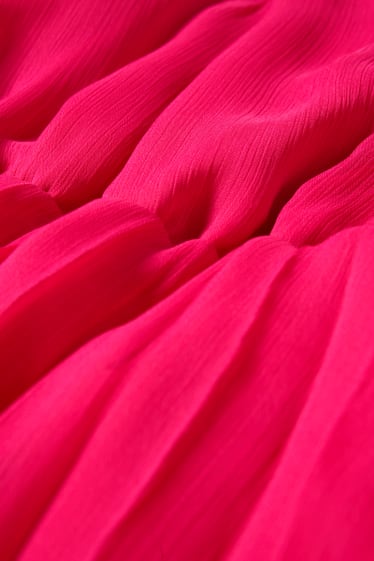 Femei - Rochie din șifon - plisată - roz