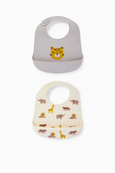 Unisex - Multipack 2er - Silikon-Lätzchen - beige