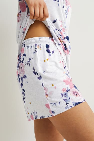 Dona - Pijama curt - gris clar jaspiat
