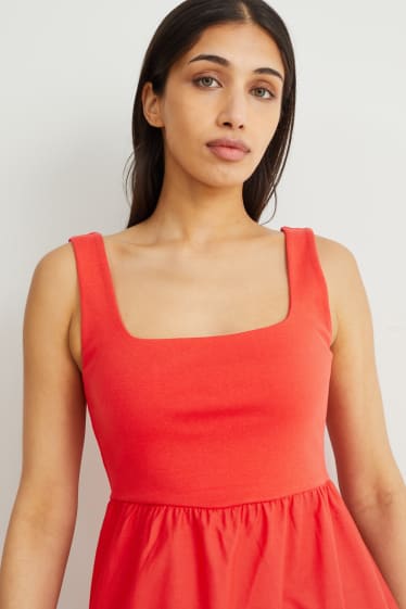 Damen - Fit & Flare Kleid   - rot