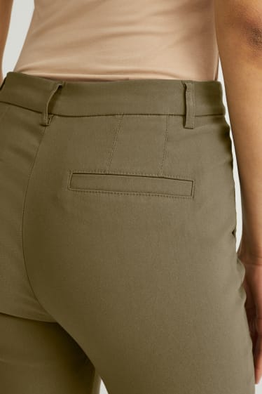 Dames - Pantalon - mid waist - slim fit - donkergroen