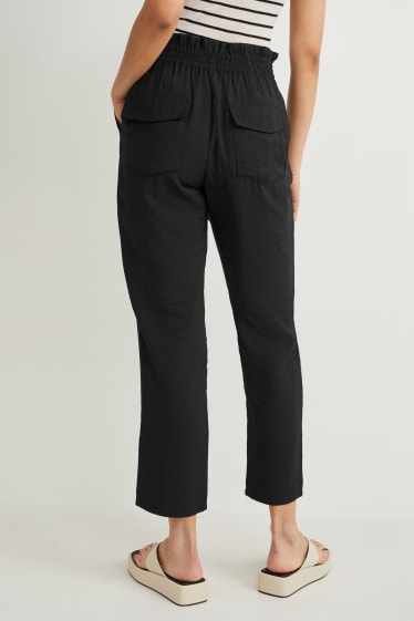 Femmes - Pantalon de toile - mid waist - coupe fuselée - noir