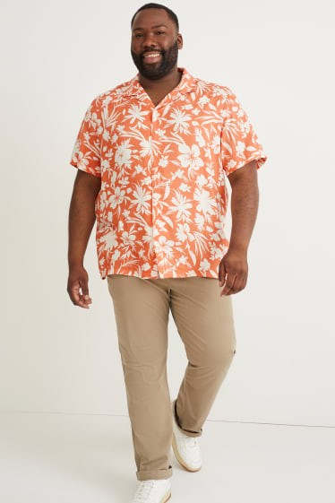 Pánské - Košile - slim fit - klopový límec - oranžová