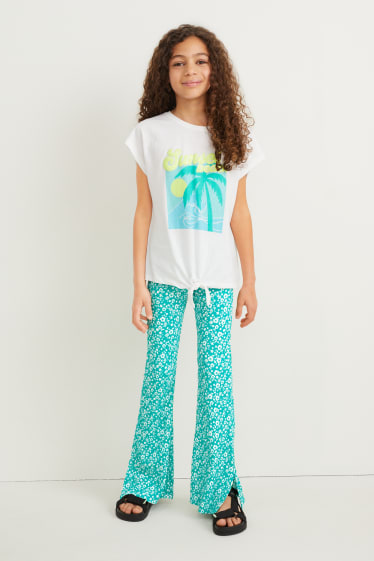 Kinderen: meisjes - Flared legging - gebloemd - groen