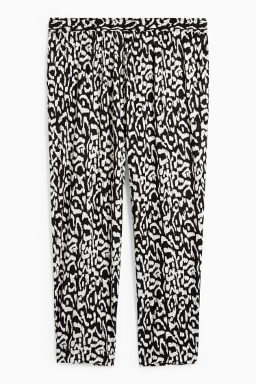 Femmes - Pantalon de toile - mid waist - comfort fit - à motif - noir / blanc