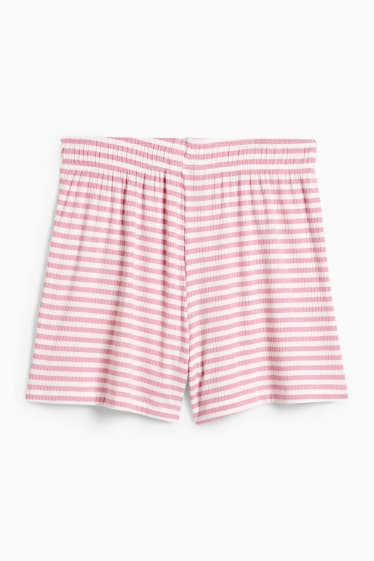 Damen - Pyjamashorts - mit Viskose - gestreift - pink