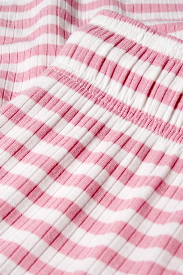 Damen - Pyjamashorts - mit Viskose - gestreift - pink