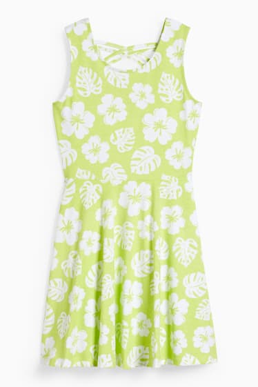 Enfants filles - Robe - à fleurs - vert clair