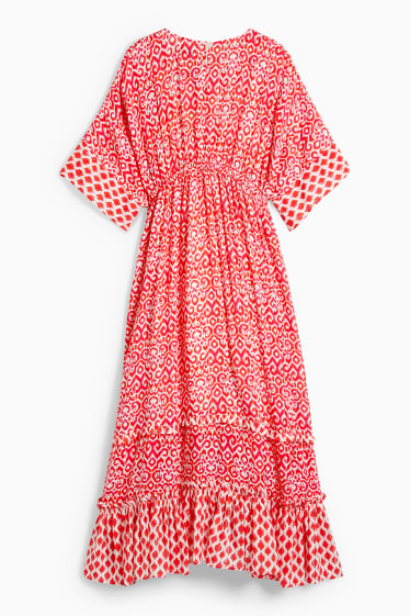 Kinderen: meisjes - Jurk - met patroon - rood / crème wit