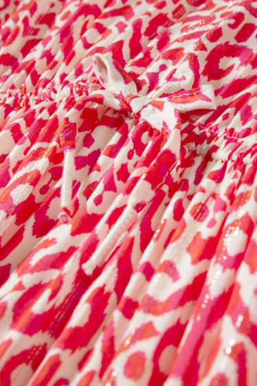 Kinderen: meisjes - Jurk - met patroon - rood / crème wit