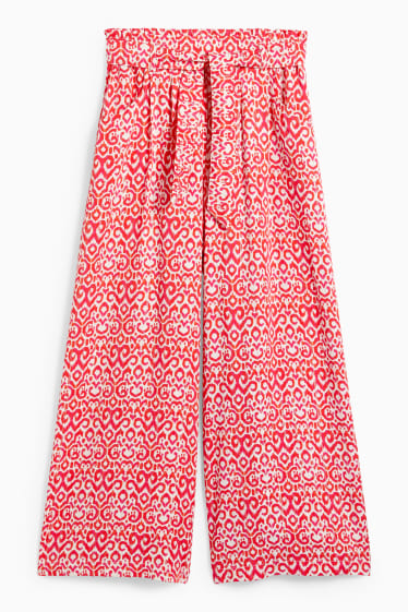 Kinderen: meisjes - Pantalon - wide leg - rood / crème wit