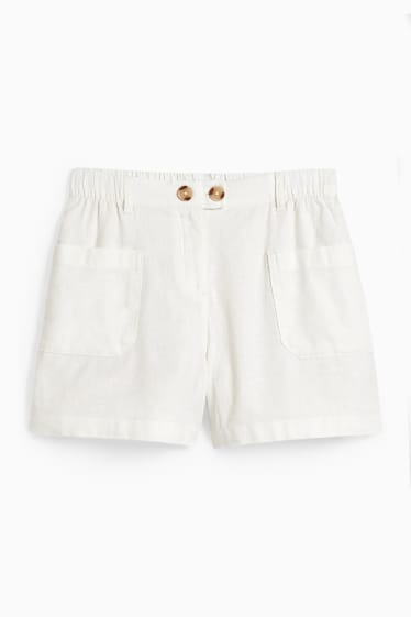 Nena - Pantalons curts - mescla de lli - blanc trencat