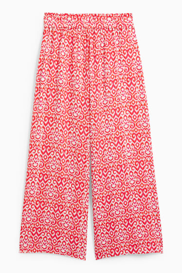 Kinderen: meisjes - Pantalon - wide leg - rood / crème wit