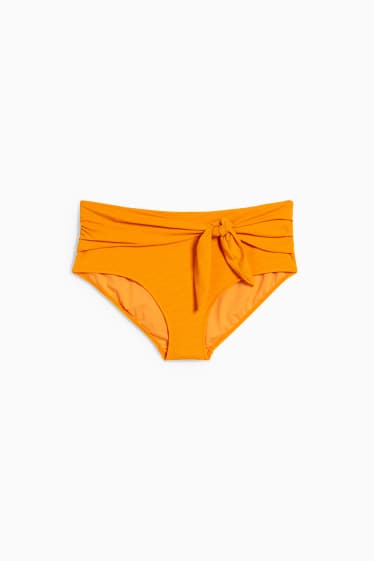 Dámské - Spodní díl bikin s detailem uzlu - high waist - LYCRA® XTRA LIFE™ - oranžová