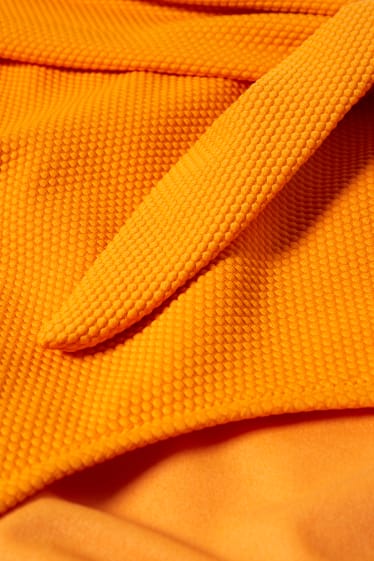 Dámské - Spodní díl bikin s detailem uzlu - high waist - LYCRA® XTRA LIFE™ - oranžová