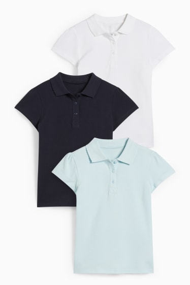 Copii - Fete - Multipack 3 buc. - tricou polo - alb