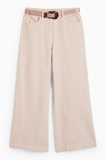 Kinder - Wide Leg Jeans mit Gürtel - rosa