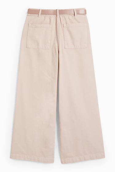 Kinder Mädchen - Wide Leg Jeans mit Gürtel - rosa