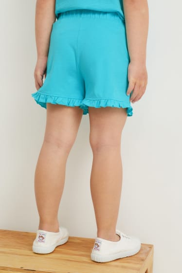 Kinderen: meisjes - Set van 2 - shorts - fuchsiarood