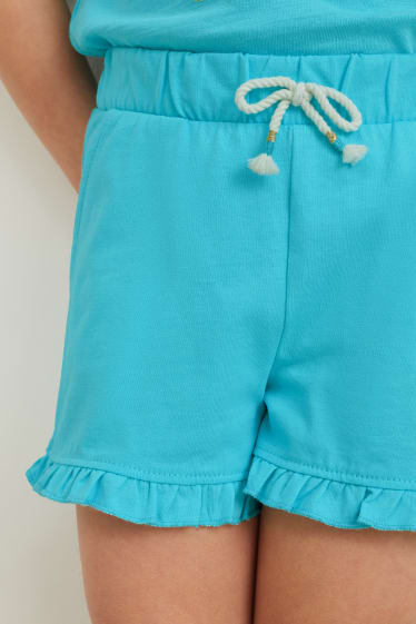 Kinderen: meisjes - Set van 2 - shorts - fuchsiarood
