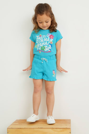 Kinderen: meisjes - Set van 2 - shorts - fuchsiarood