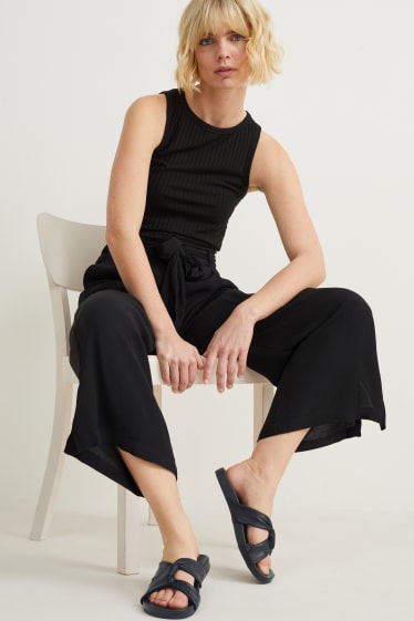 Damen - Sandalen - Lederimitat - schwarz