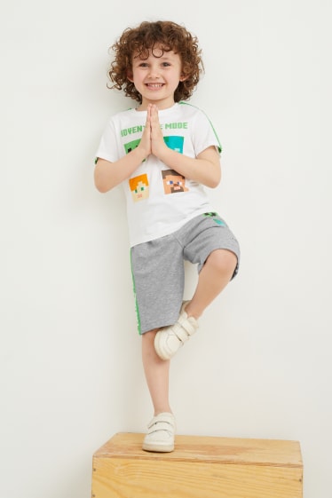 Bambini - Minecraft - shorts di felpa - grigio chiaro melange