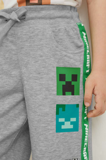 Copii - Minecraft - pantaloni scurți trening - gri deschis melanj