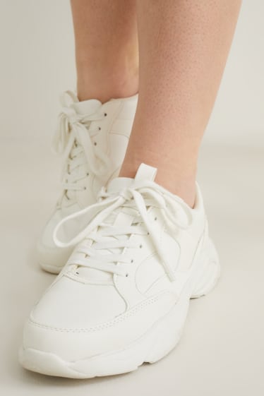 Damen - Sneaker - Lederimitat - weiß