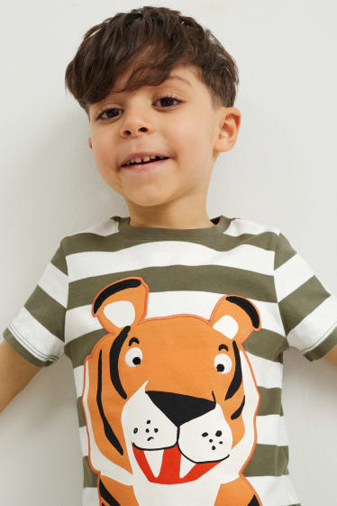 Children - Short sleeve T-shirt - striped - green