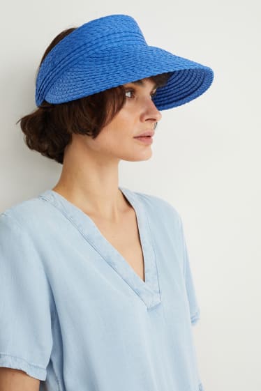 Women - Straw sun visor - blue
