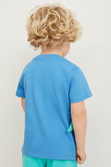 Kinder - Dino - Kurzarmshirt - blau