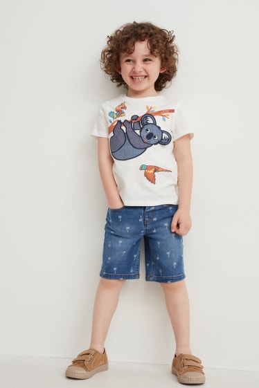 Children Boys - Denim shorts - patterned - blue denim