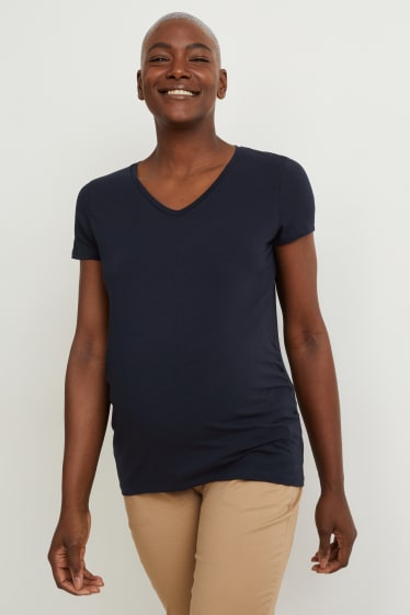 Mujer - Pack de 2 - camisetas premamá - LYCRA® - azul oscuro / blanco