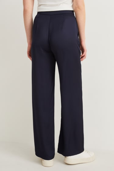 Mujer - Pantalón de tela - high waist - wide leg - azul oscuro