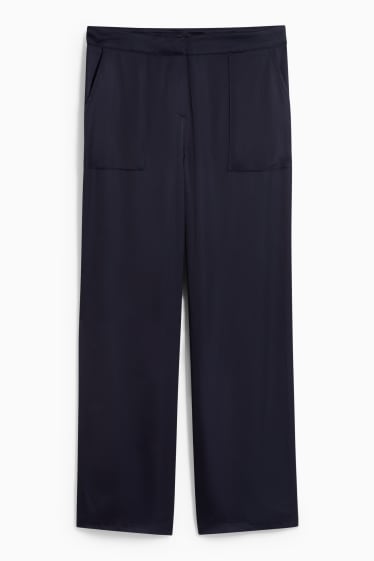 Mujer - Pantalón de tela - high waist - wide leg - azul oscuro