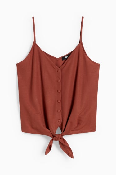 Damen - Top mit Knotendetail - braun