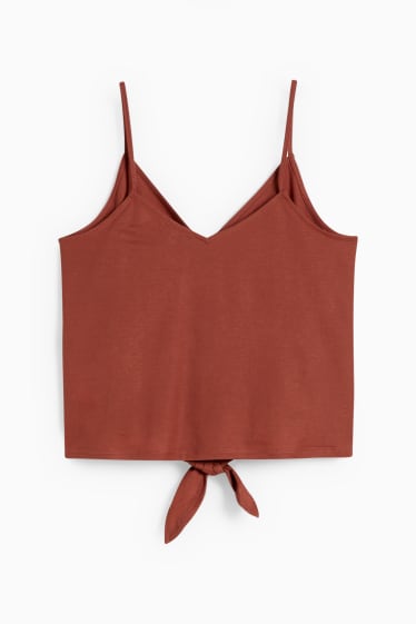 Damen - Top mit Knotendetail - braun