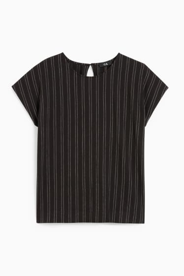 Damen - T-Shirt - gestreift - schwarz