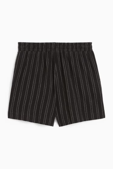 Damen - Shorts - gestreift - schwarz