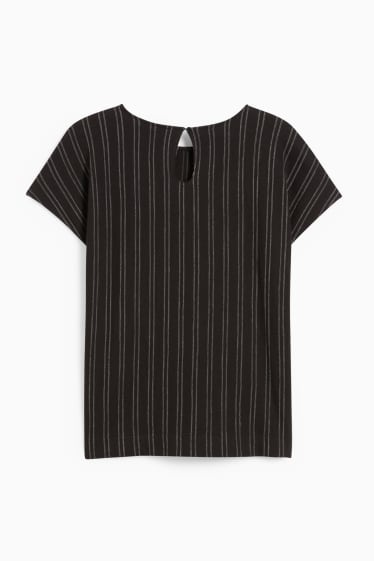 Damen - T-Shirt - gestreift - schwarz