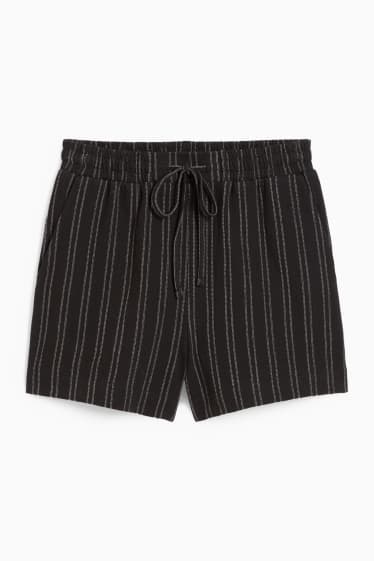 Damen - Shorts - gestreift - schwarz