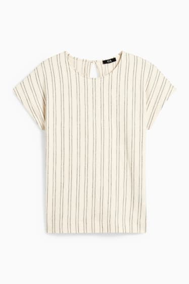 Femmes - T-shirt - à rayures - blanc crème