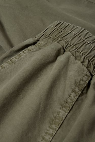 Femmes - Pantalon de toile - mid waist - tapered fit - kaki