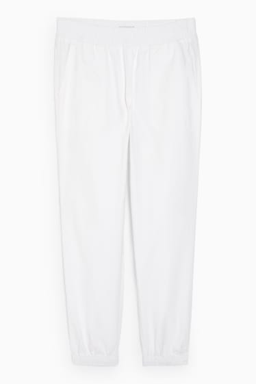 Women - Cloth trousers - mid-rise waist - tapered fit - white