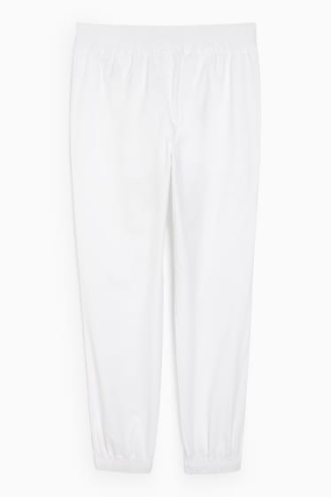Dámské - Plátěné kalhoty - mid waist - tapered fit - bílá