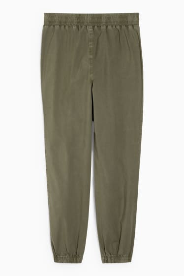 Femmes - Pantalon de toile - mid waist - tapered fit - kaki